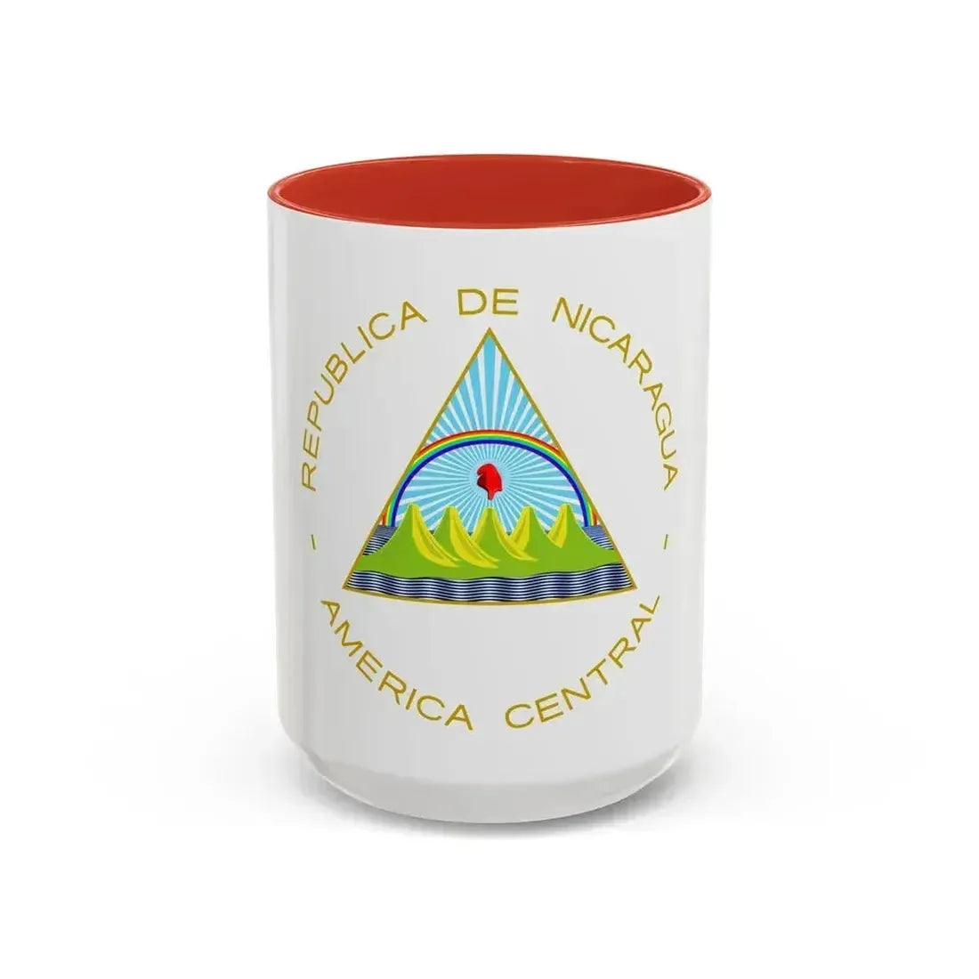 Coat of arms of Nicaragua - Accent Coffee Mug 15oz Red - Go Mug Yourself