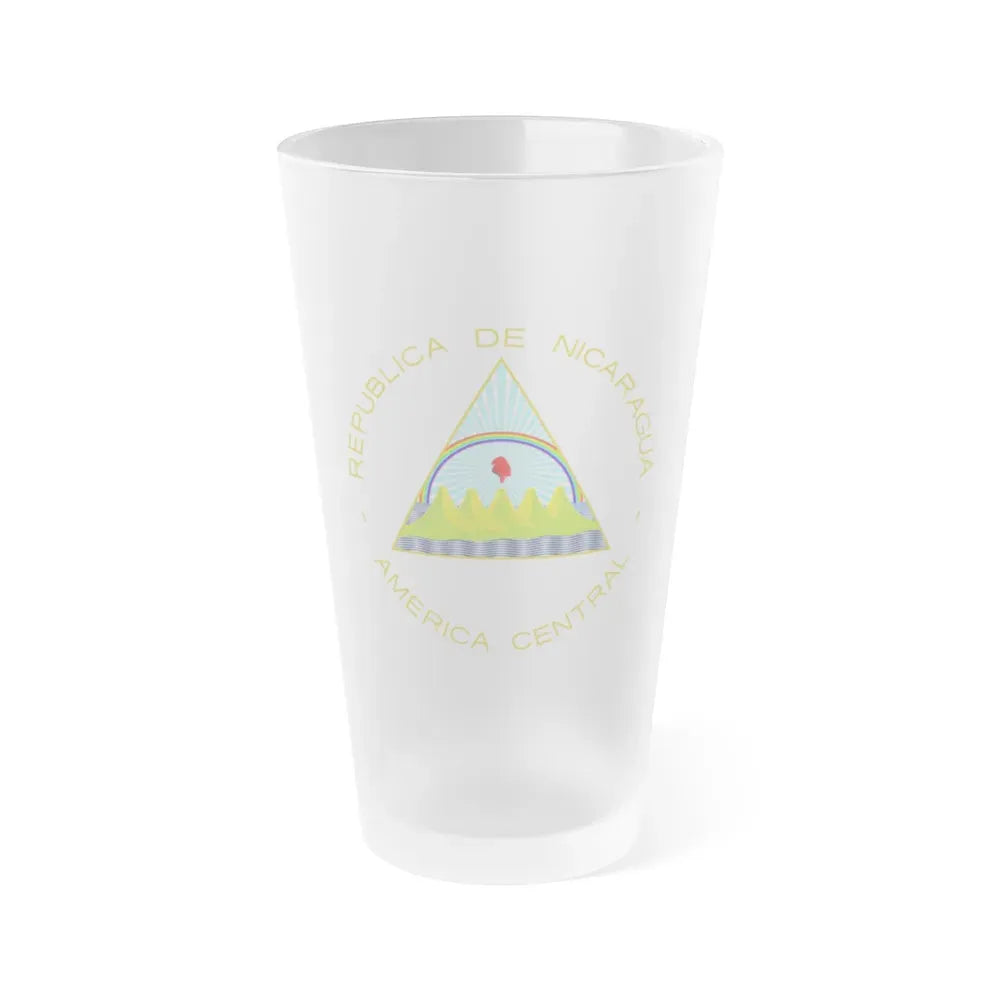 Coat of arms of Nicaragua - Frosted Pint Glass 16oz Default Title - Go Mug Yourself