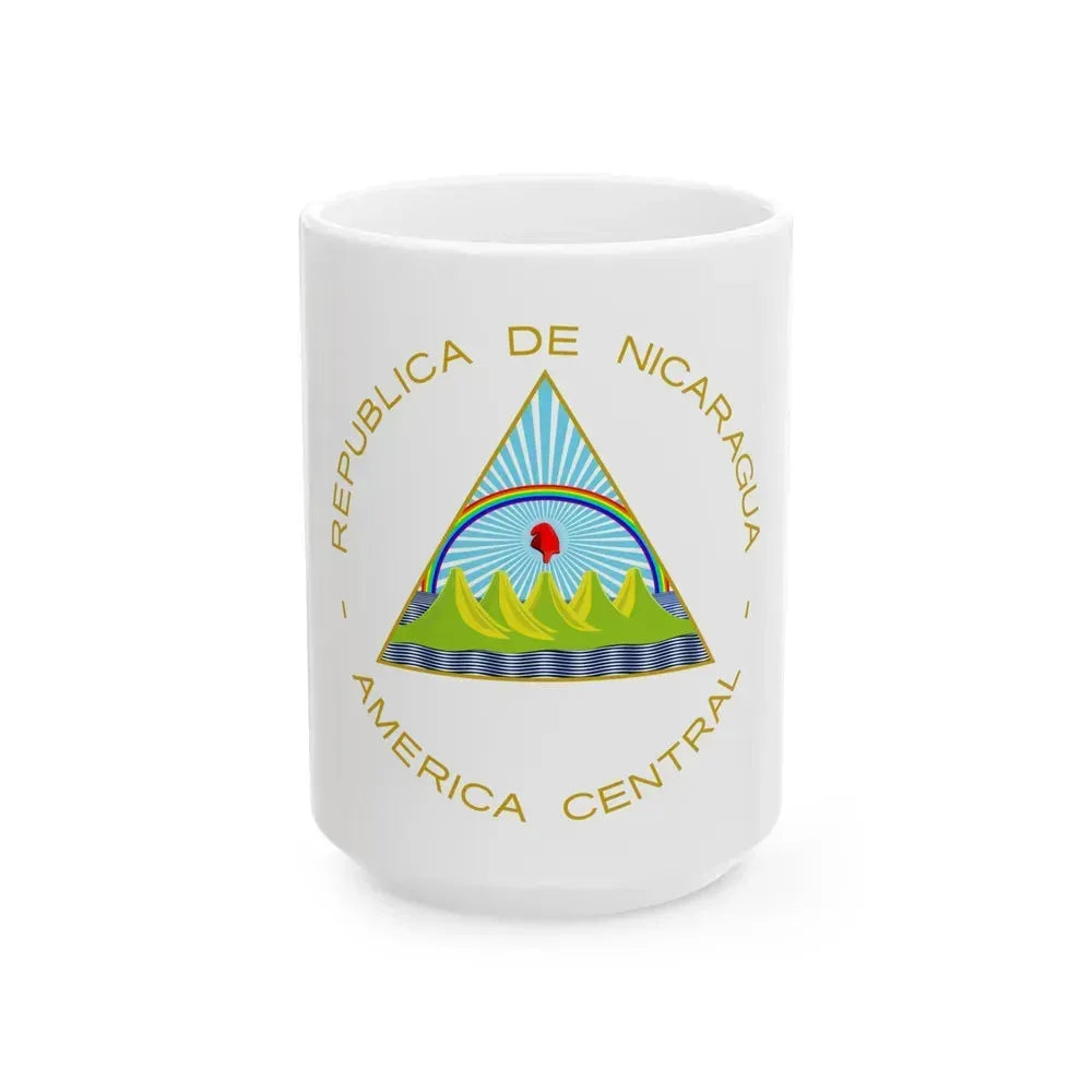 Coat of arms of Nicaragua - White Coffee Mug 15oz - Go Mug Yourself