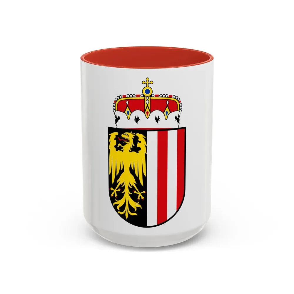 Coat of Arms of Oberoesterreich Austria - Accent Coffee Mug 15oz Red - Go Mug Yourself
