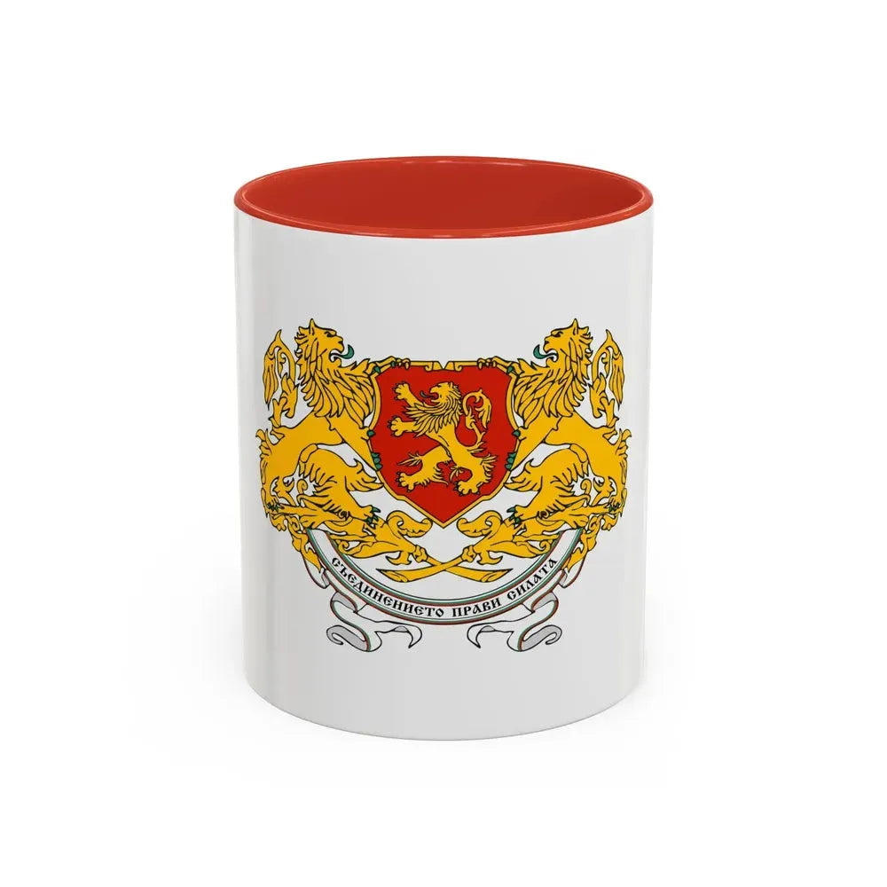 Coat of arms of People's Republic of Bulgaria (1946-1948) - Accent Coffee Mug 11oz Red - Go Mug Yourself