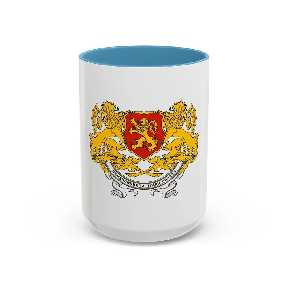 Coat of arms of People's Republic of Bulgaria (1946-1948) - Accent Coffee Mug 15oz Light Blue - Go Mug Yourself
