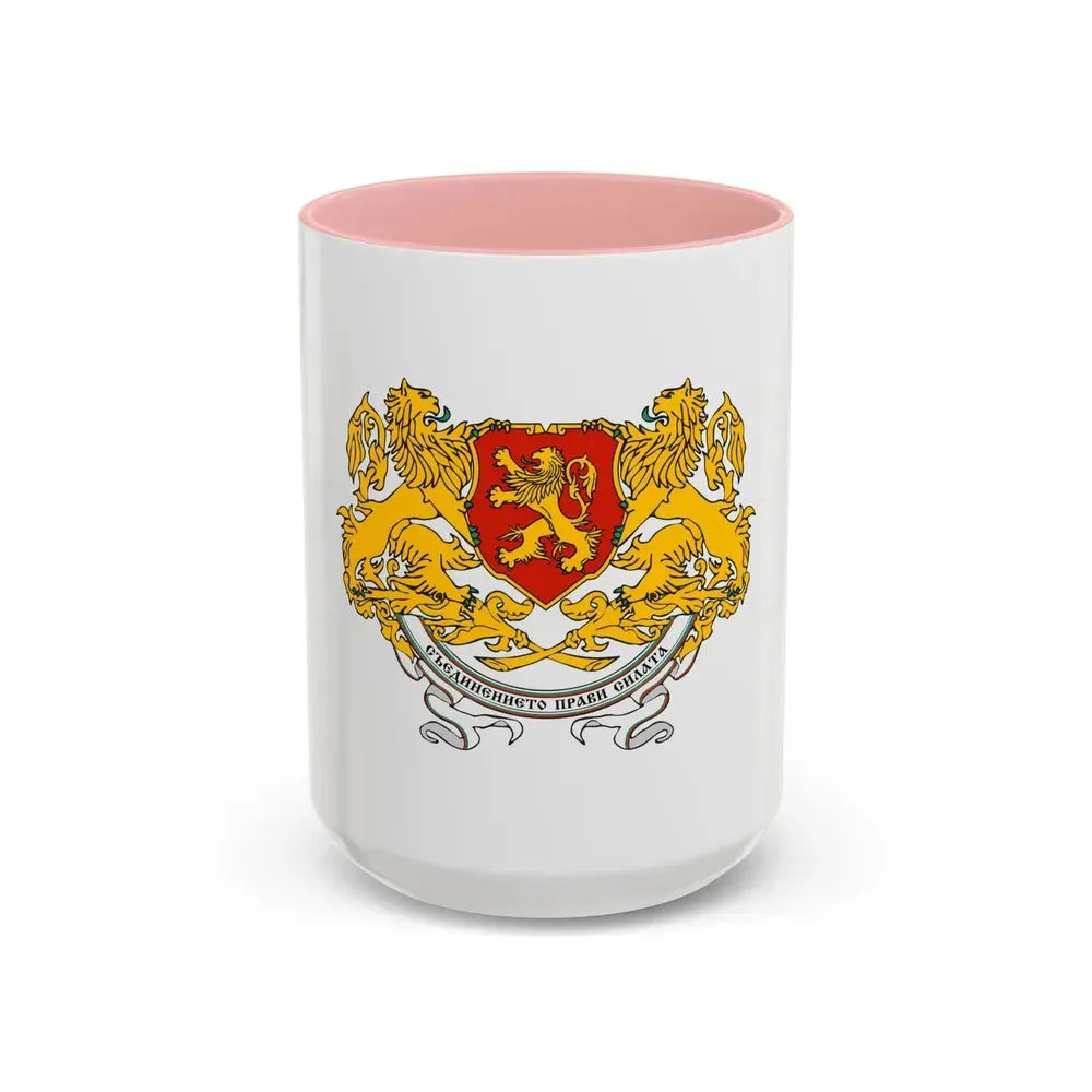Coat of arms of People's Republic of Bulgaria (1946-1948) - Accent Coffee Mug 15oz Pink - Go Mug Yourself