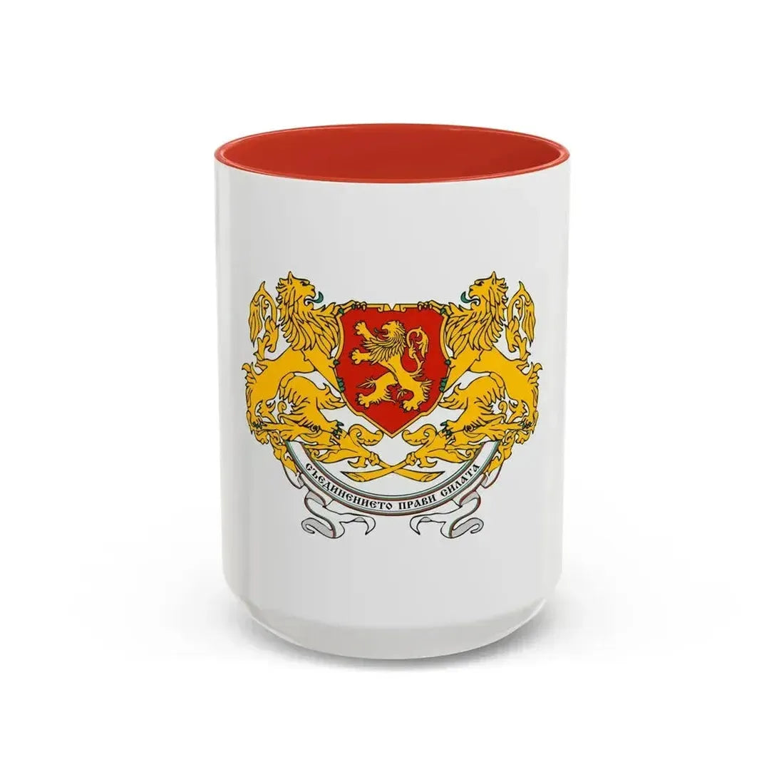 Coat of arms of People's Republic of Bulgaria (1946-1948) - Accent Coffee Mug 15oz Red - Go Mug Yourself