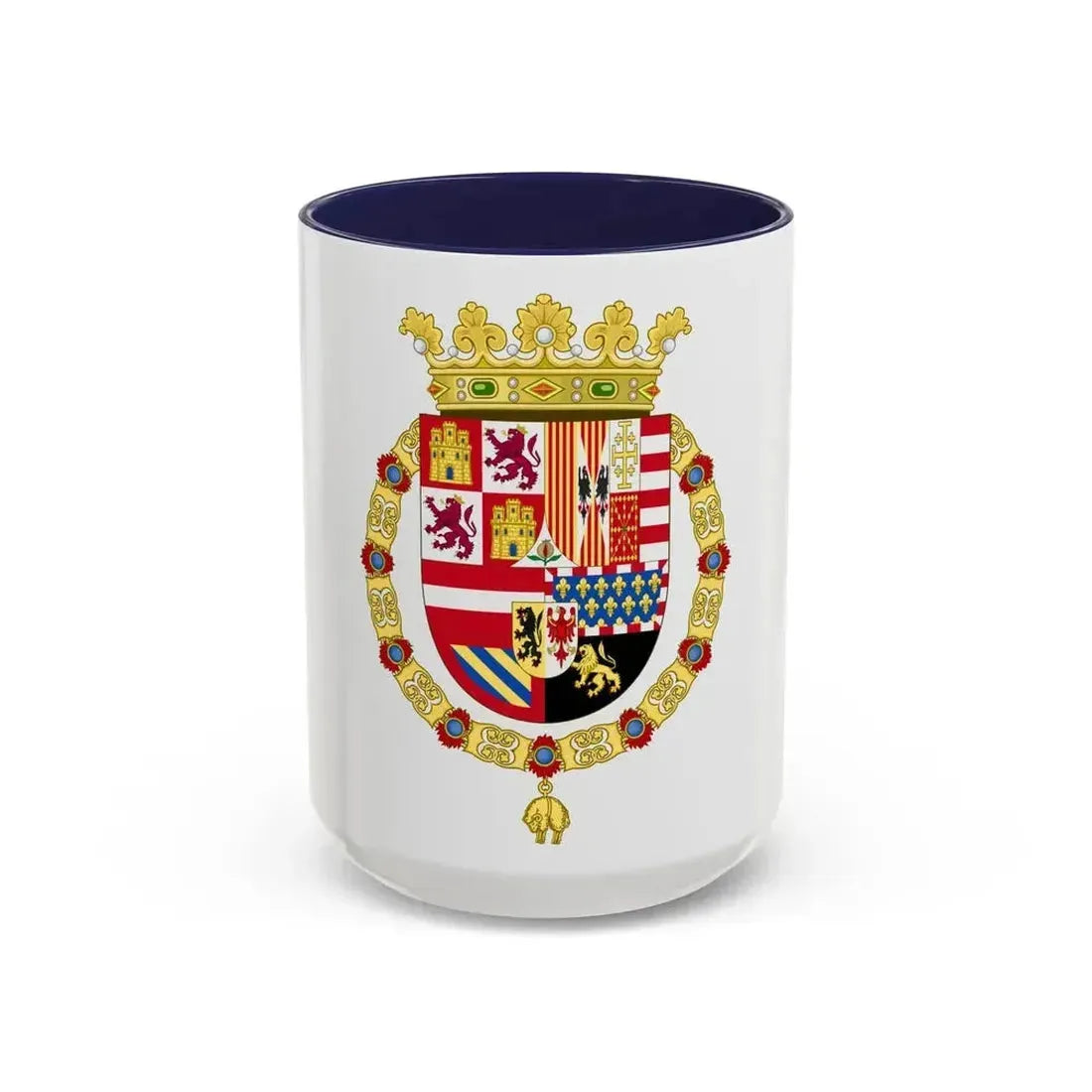 Coat of Arms of Philip II of Spain (1558-1580) - Accent Coffee Mug 15oz Navy - Go Mug Yourself