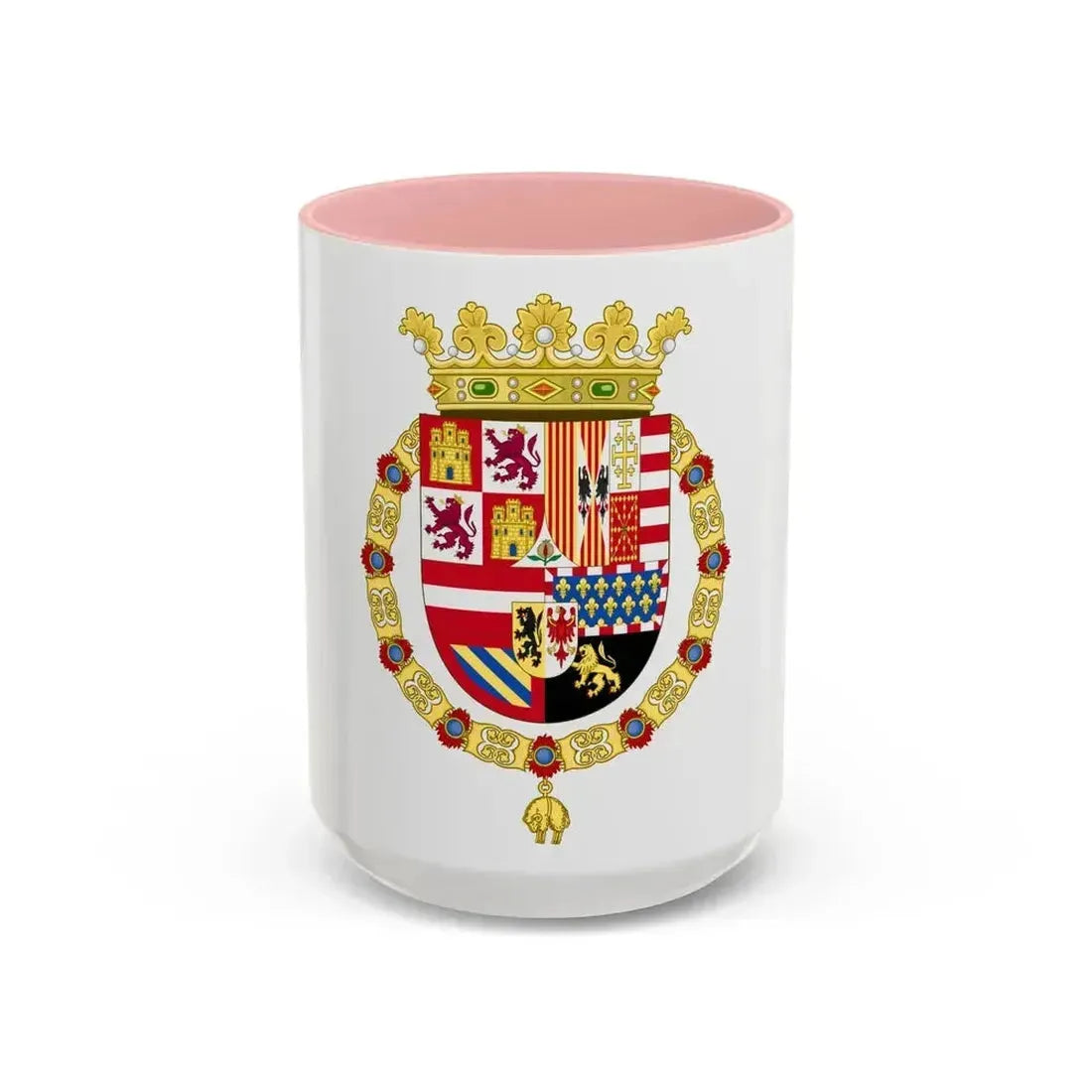 Coat of Arms of Philip II of Spain (1558-1580) - Accent Coffee Mug 15oz Pink - Go Mug Yourself