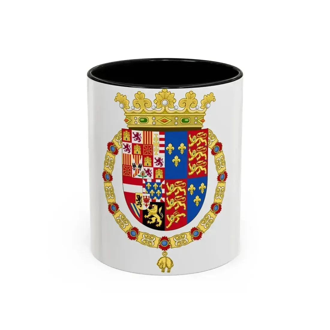 Coat of Arms of Philip II of Spain, English King Consort-Spanish Variant (1556-1558) - Accent Coffee Mug 11oz Black - Go Mug Yourself