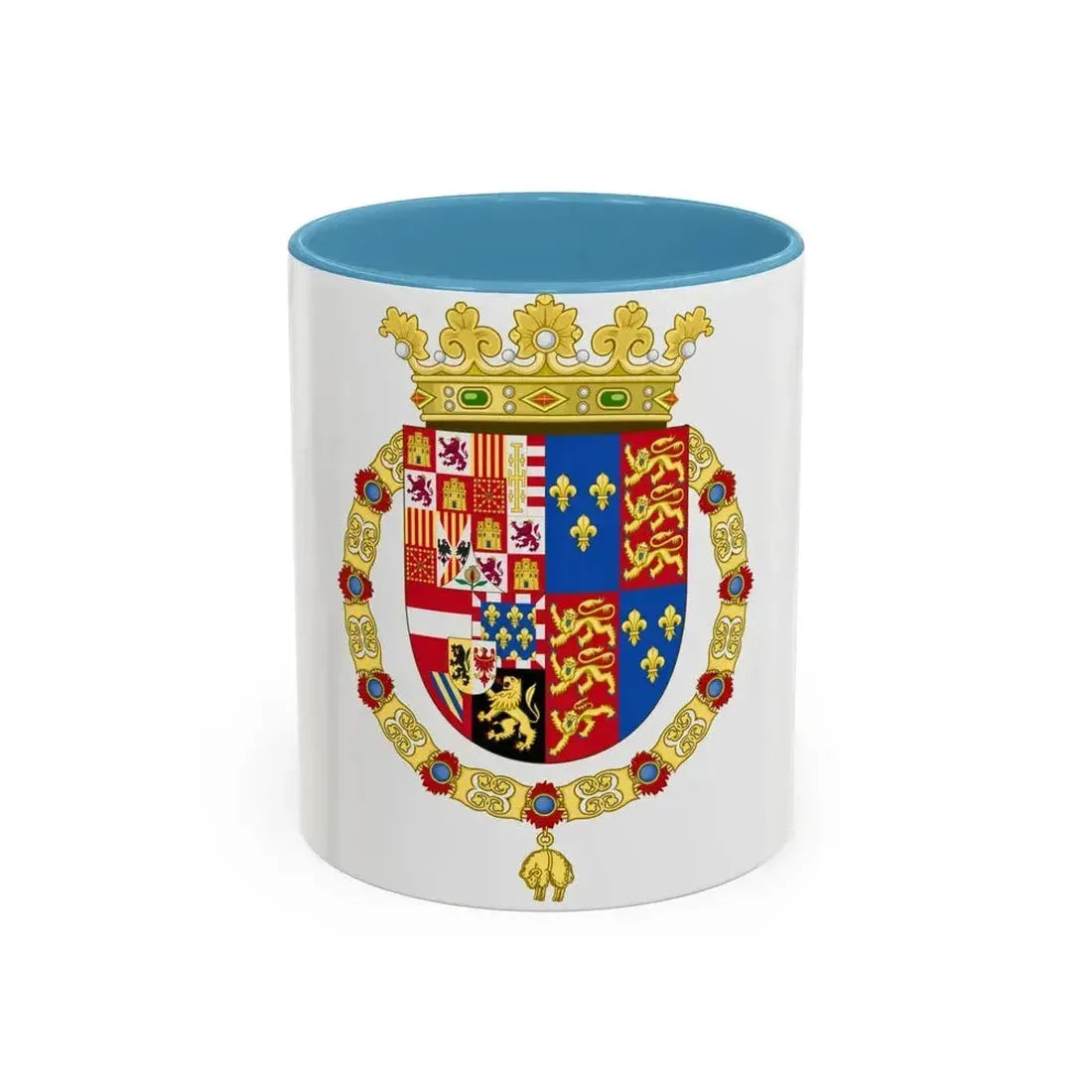 Coat of Arms of Philip II of Spain, English King Consort-Spanish Variant (1556-1558) - Accent Coffee Mug 11oz Light Blue - Go Mug Yourself