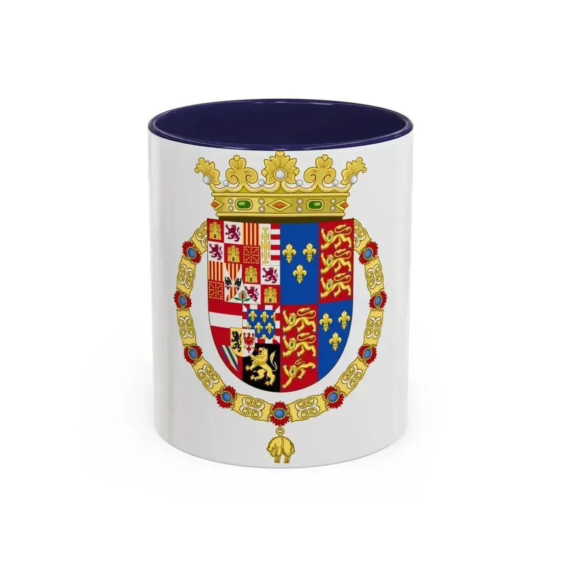 Coat of Arms of Philip II of Spain, English King Consort-Spanish Variant (1556-1558) - Accent Coffee Mug 11oz Navy - Go Mug Yourself