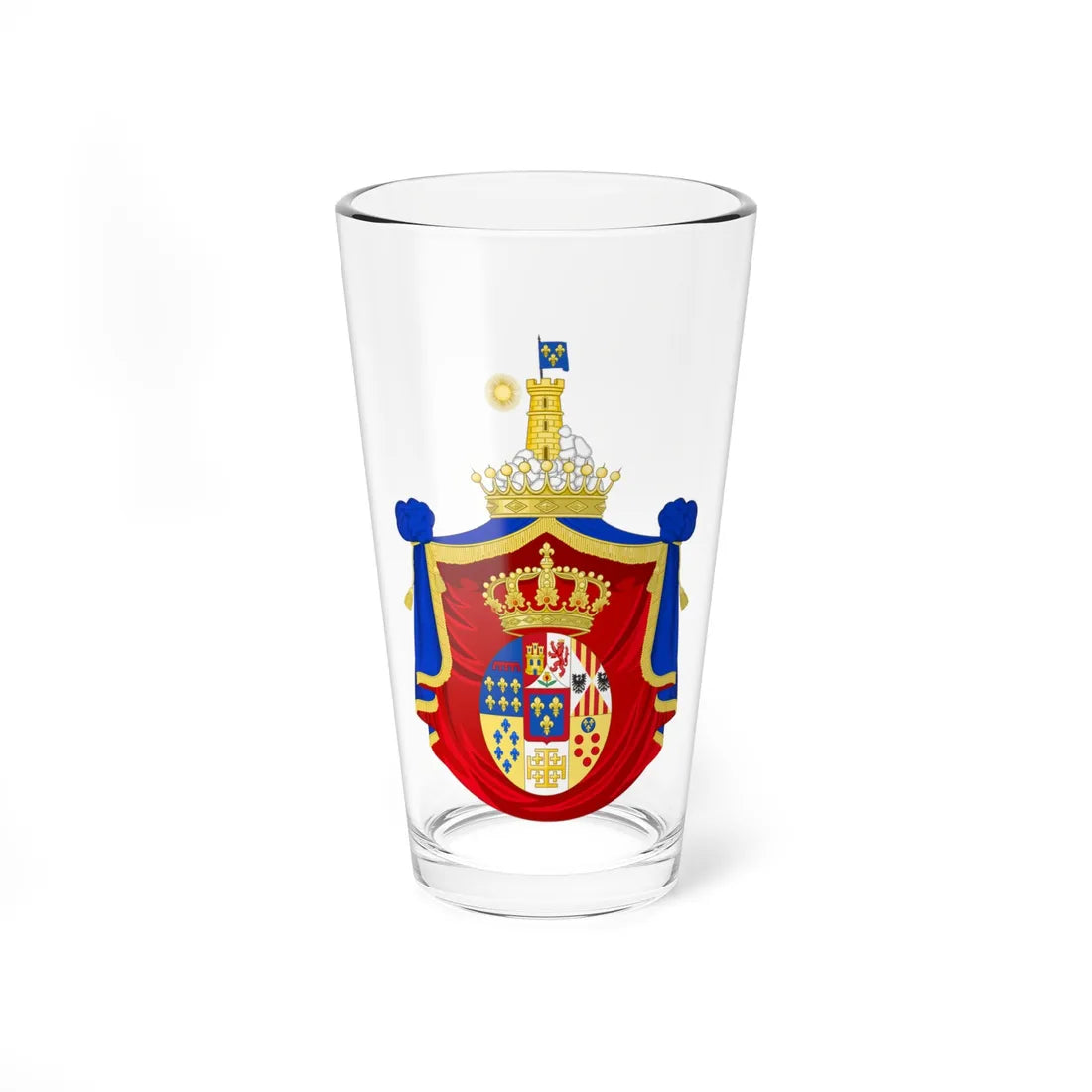 Coat of Arms of Prince Alfonso Count of Caserta c.1840-1886 (Italy) (Coat of Arms) Pint Glass 16oz 16oz - Go Mug Yourself