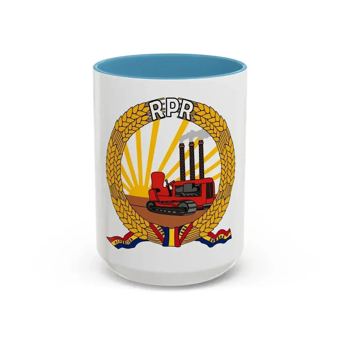 Coat of arms of Romania (January-March 1948) - Accent Coffee Mug 15oz Light Blue - Go Mug Yourself