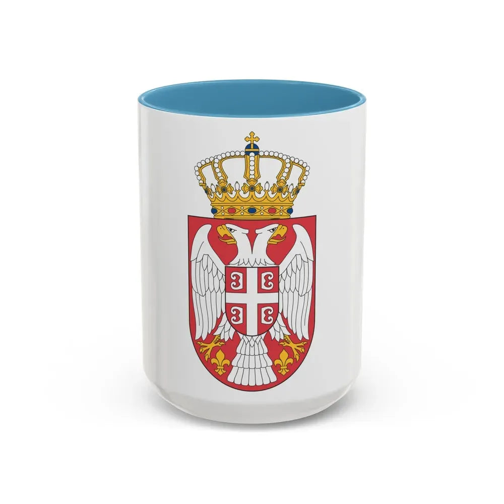 Coat of arms of Serbia 2 - Accent Coffee Mug 15oz Light Blue - Go Mug Yourself