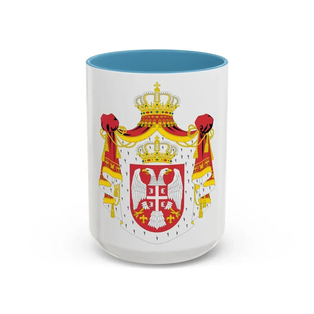 Coat of arms of Serbia (2004-2010) - Accent Coffee Mug 15oz Light Blue - Go Mug Yourself