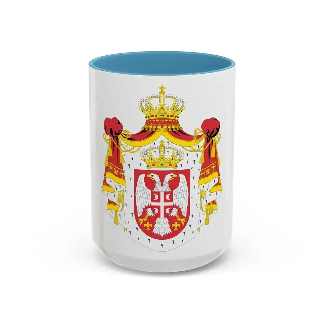 Coat of arms of Serbia (2004-2010) - Accent Coffee Mug 15oz Light Blue - Go Mug Yourself