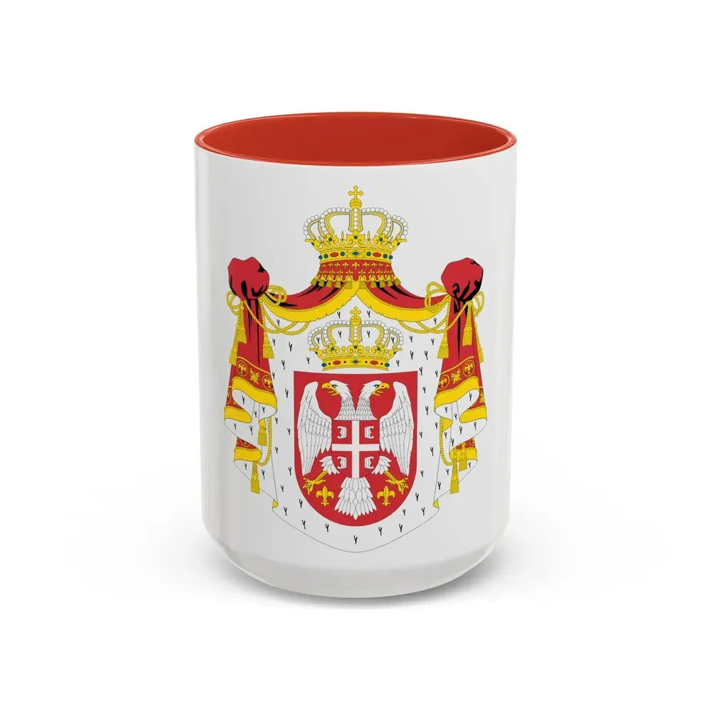 Coat of arms of Serbia (2004-2010) - Accent Coffee Mug 15oz Red - Go Mug Yourself