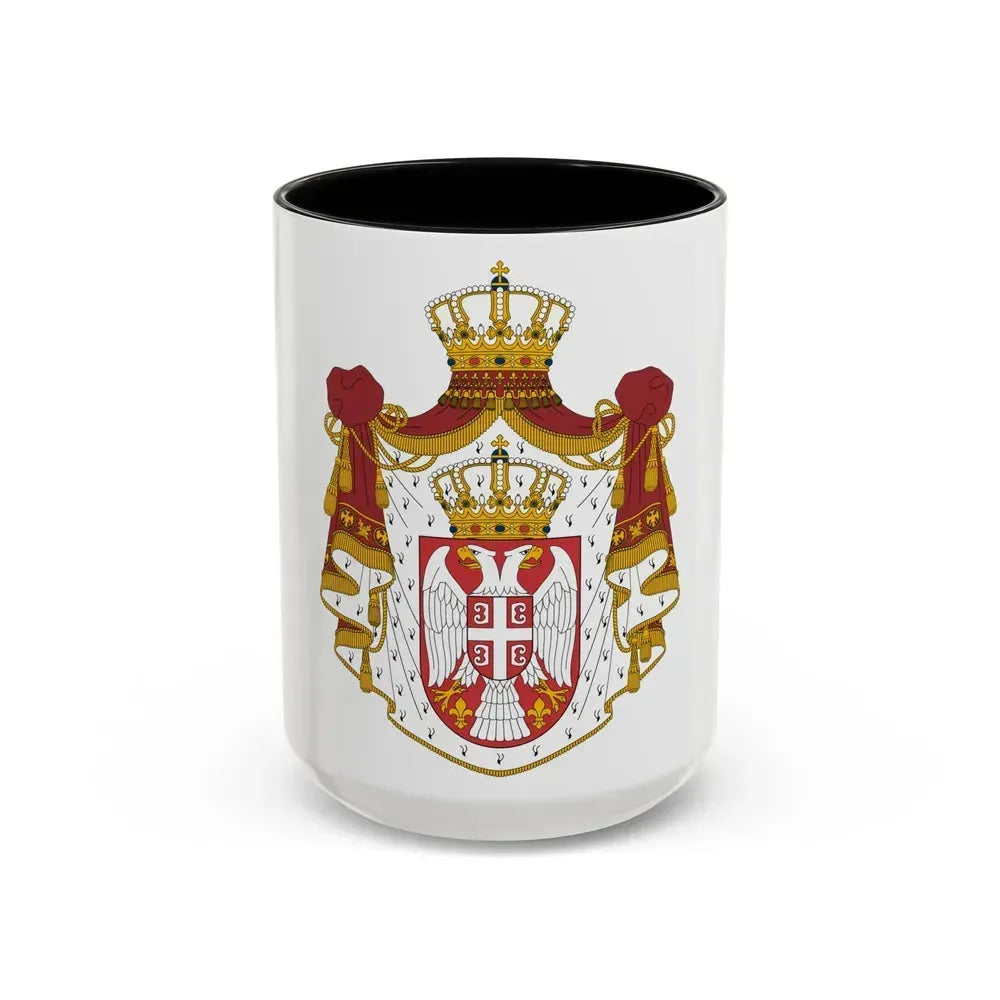 Coat of arms of Serbia - Accent Coffee Mug 15oz Black - Go Mug Yourself