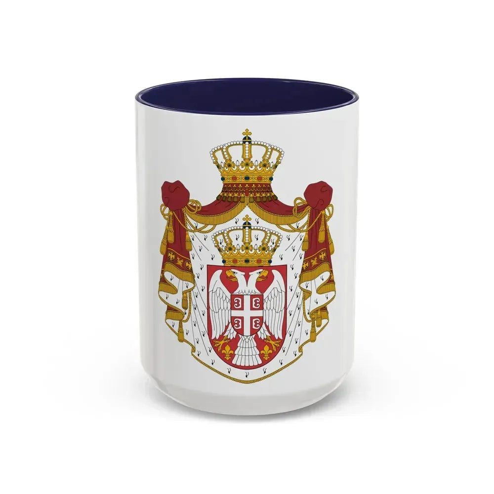 Coat of arms of Serbia - Accent Coffee Mug 15oz Navy - Go Mug Yourself