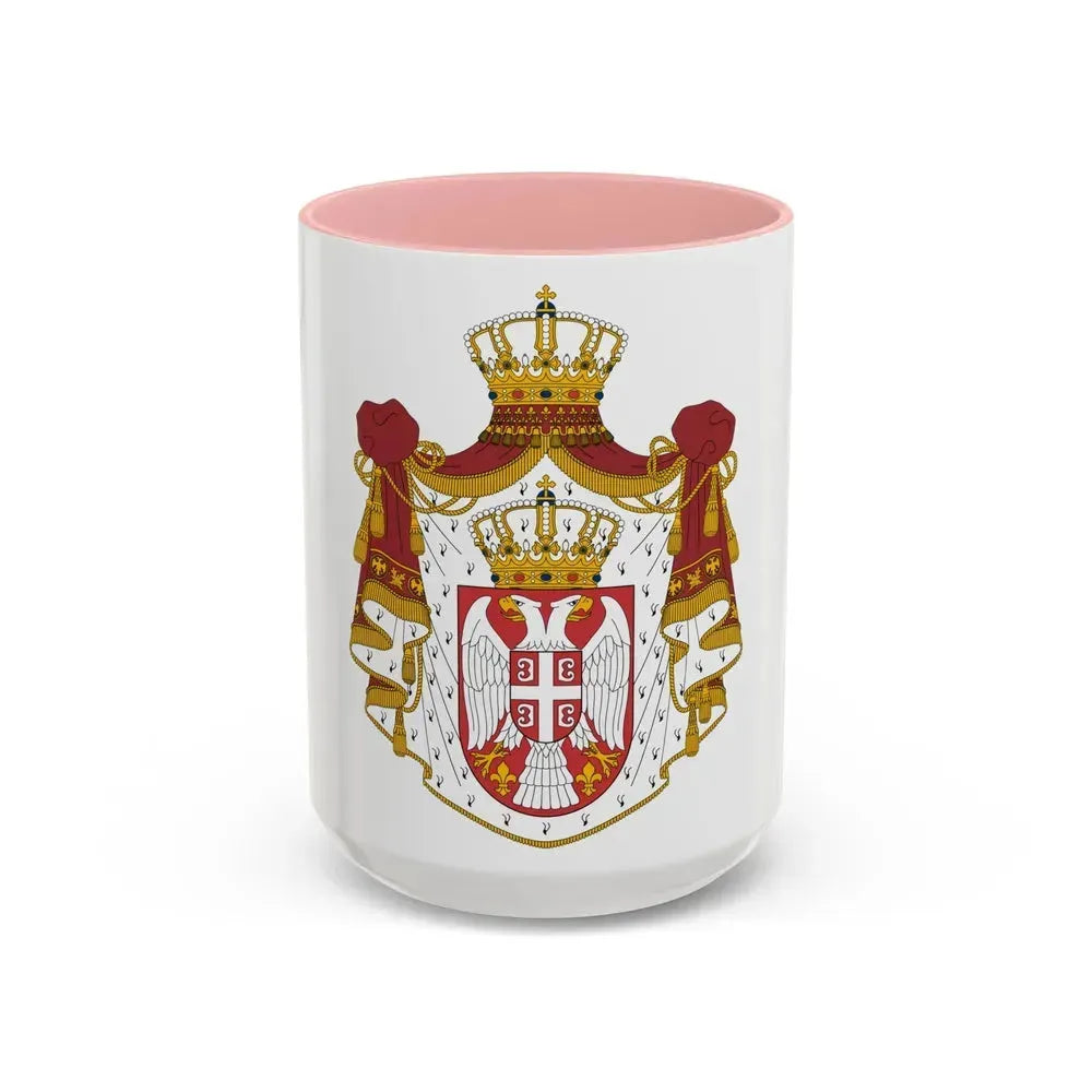 Coat of arms of Serbia - Accent Coffee Mug 15oz Pink - Go Mug Yourself