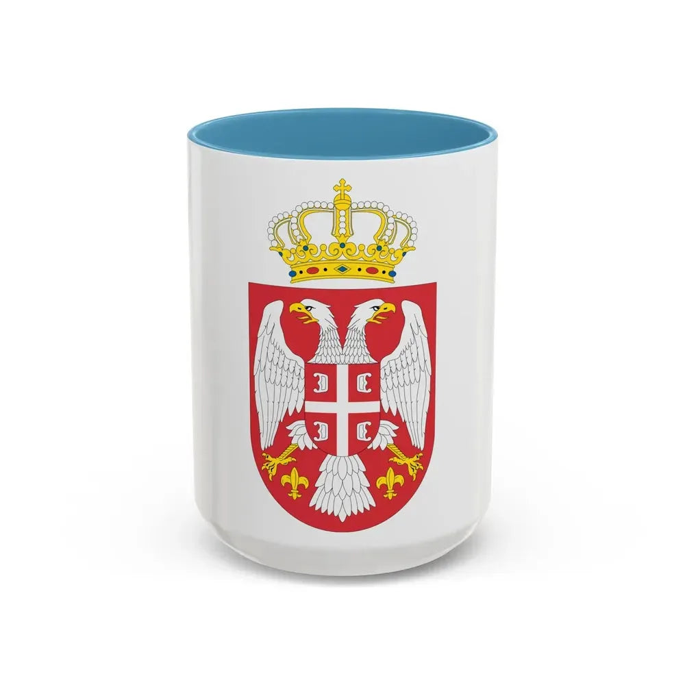 Coat of arms of Serbia small (2004 - 2010) - Accent Coffee Mug 15oz Light Blue - Go Mug Yourself