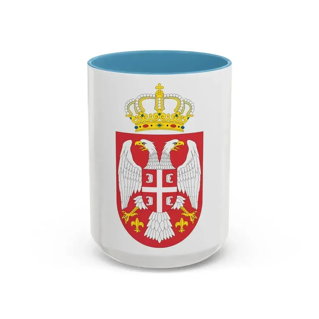 Coat of arms of Serbia small (2004 - 2010) - Accent Coffee Mug 15oz Light Blue - Go Mug Yourself