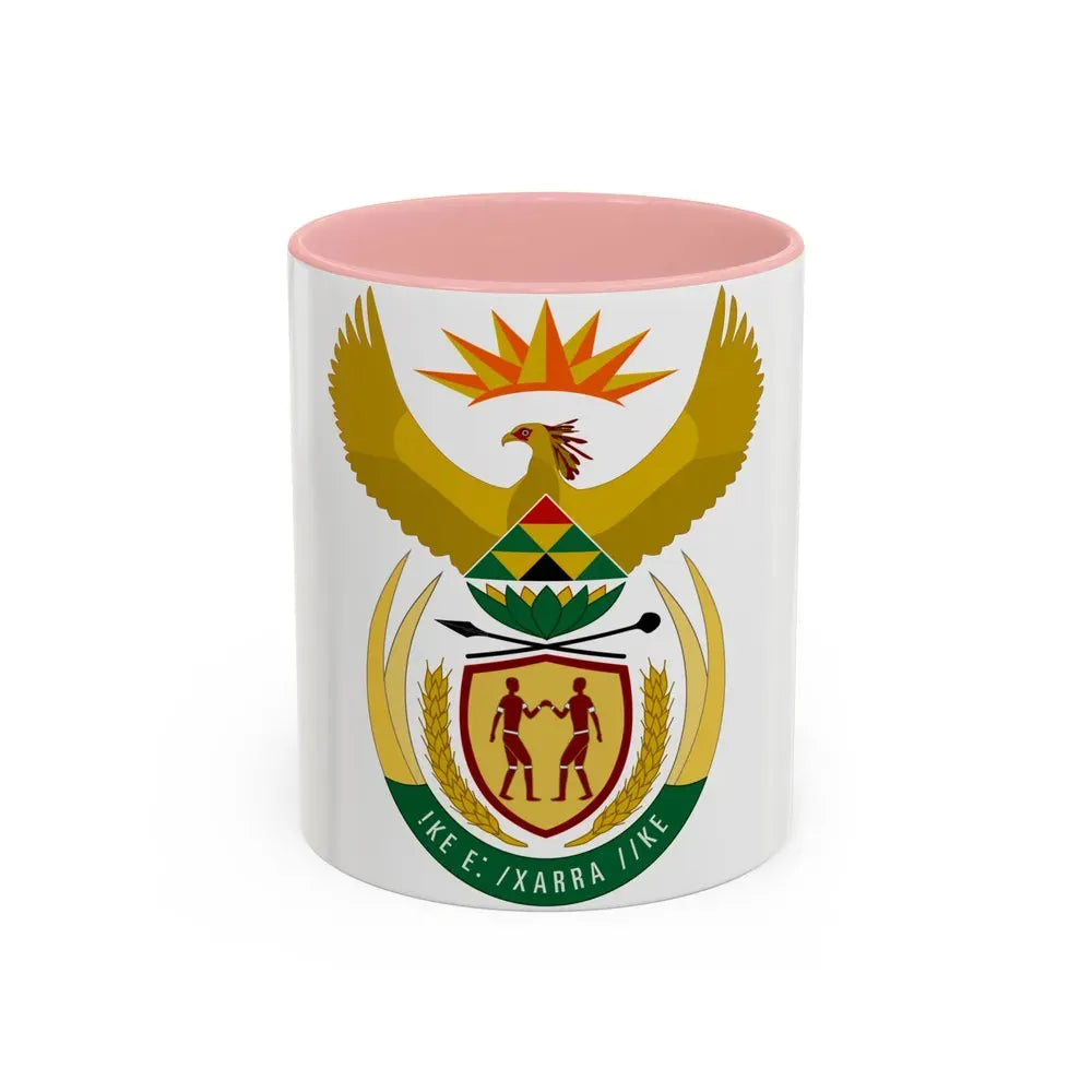 Coat of arms of South Africa - Accent Coffee Mug 11oz Pink - Go Mug Yourself