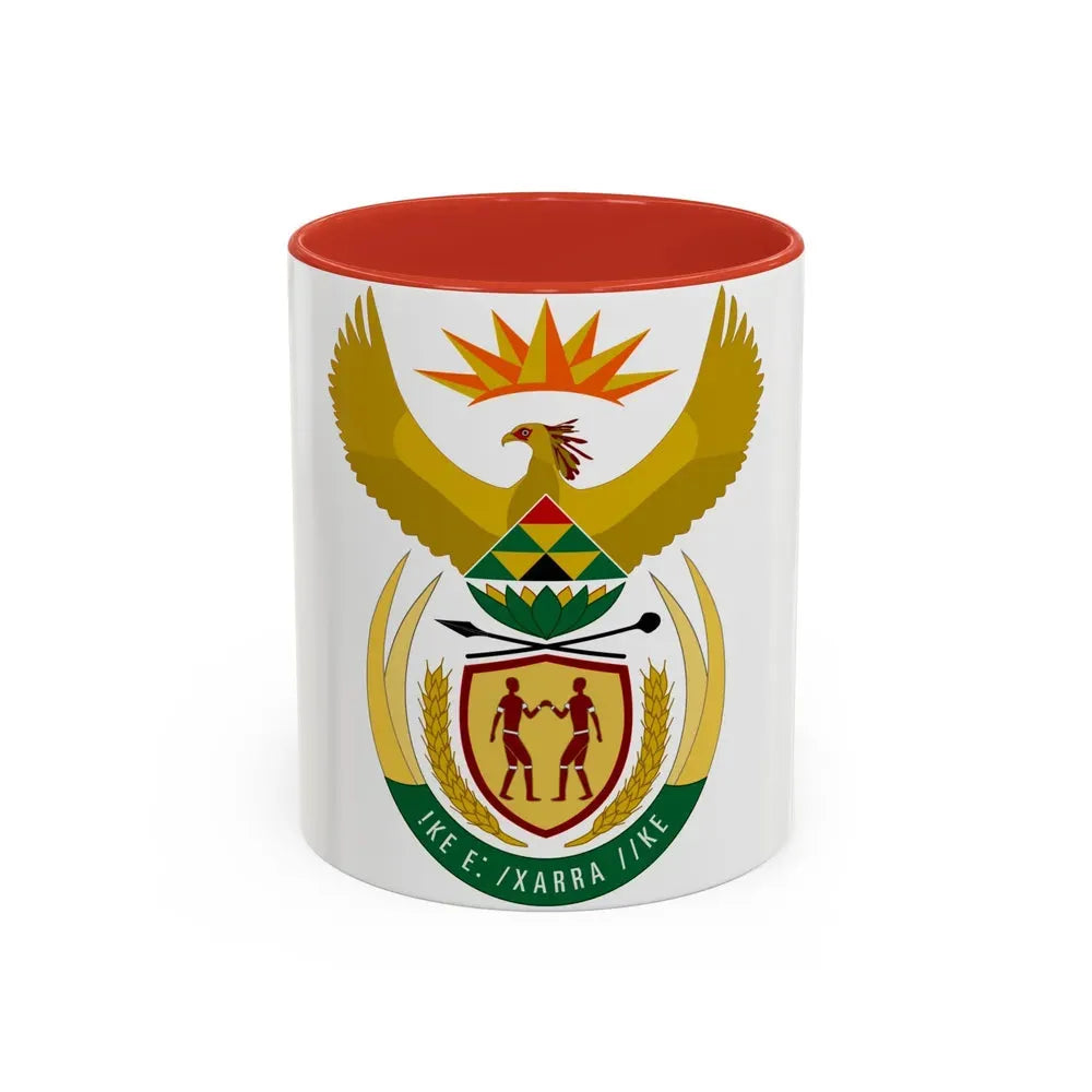 Coat of arms of South Africa - Accent Coffee Mug 11oz Red - Go Mug Yourself