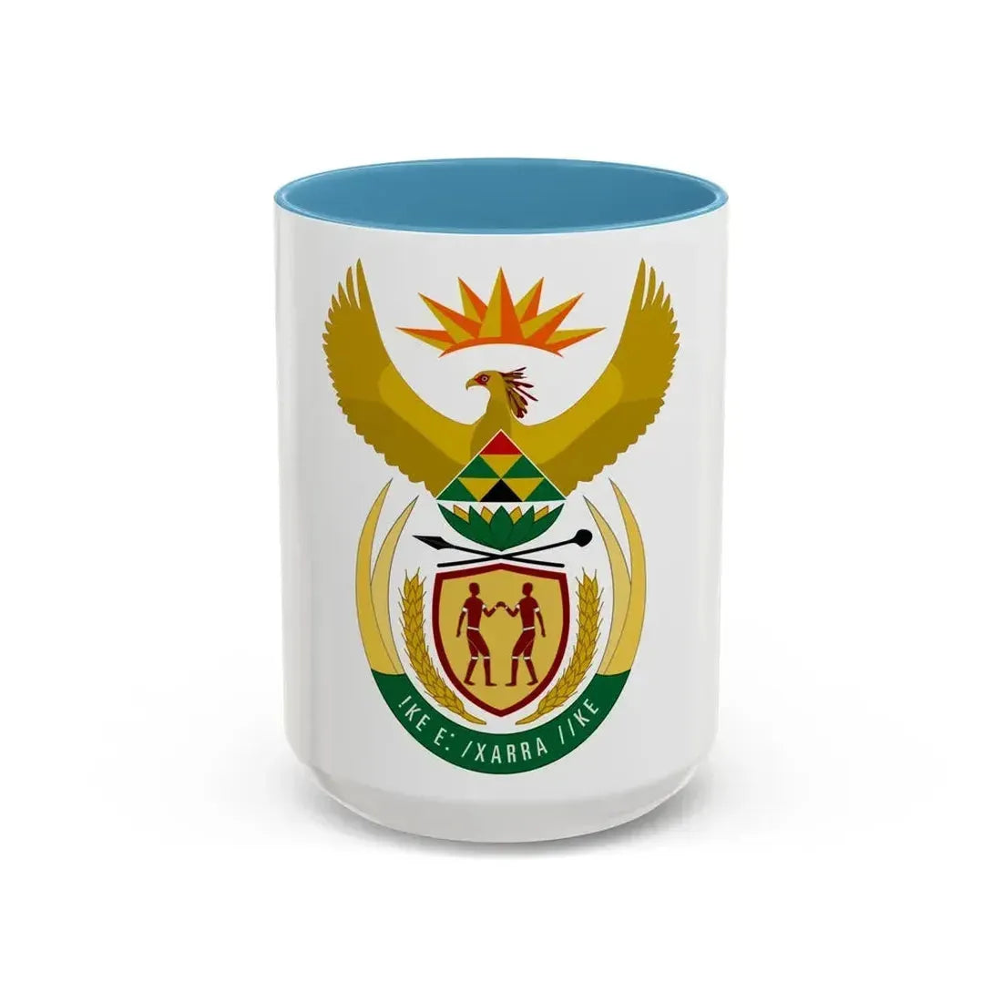 Coat of arms of South Africa - Accent Coffee Mug 15oz Light Blue - Go Mug Yourself