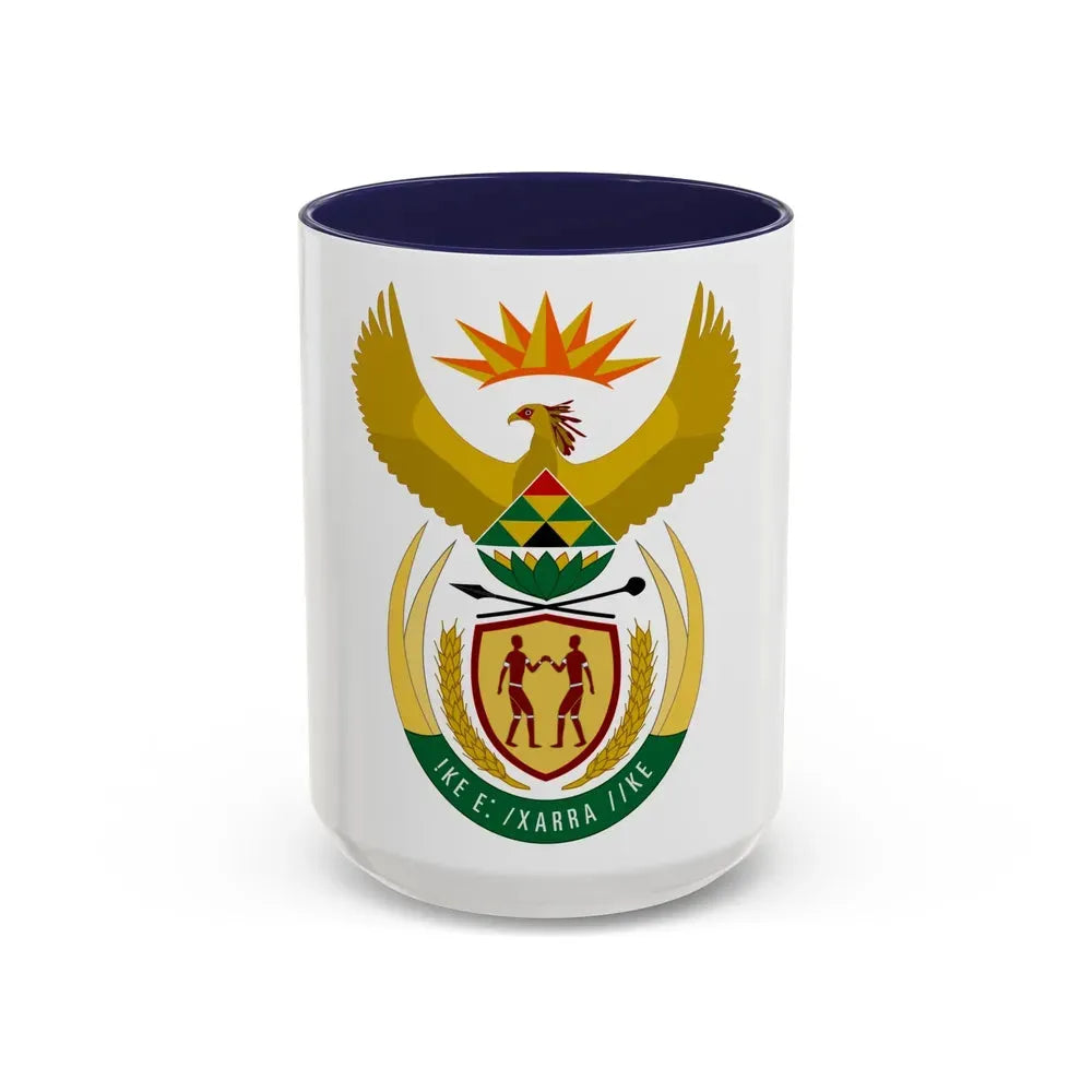 Coat of arms of South Africa - Accent Coffee Mug 15oz Navy - Go Mug Yourself