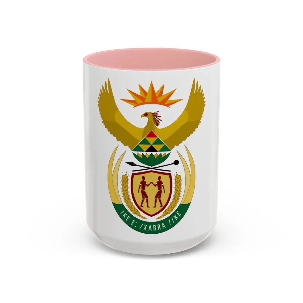 Coat of arms of South Africa - Accent Coffee Mug 15oz Pink - Go Mug Yourself