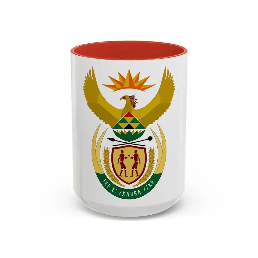 Coat of arms of South Africa - Accent Coffee Mug 15oz Red - Go Mug Yourself