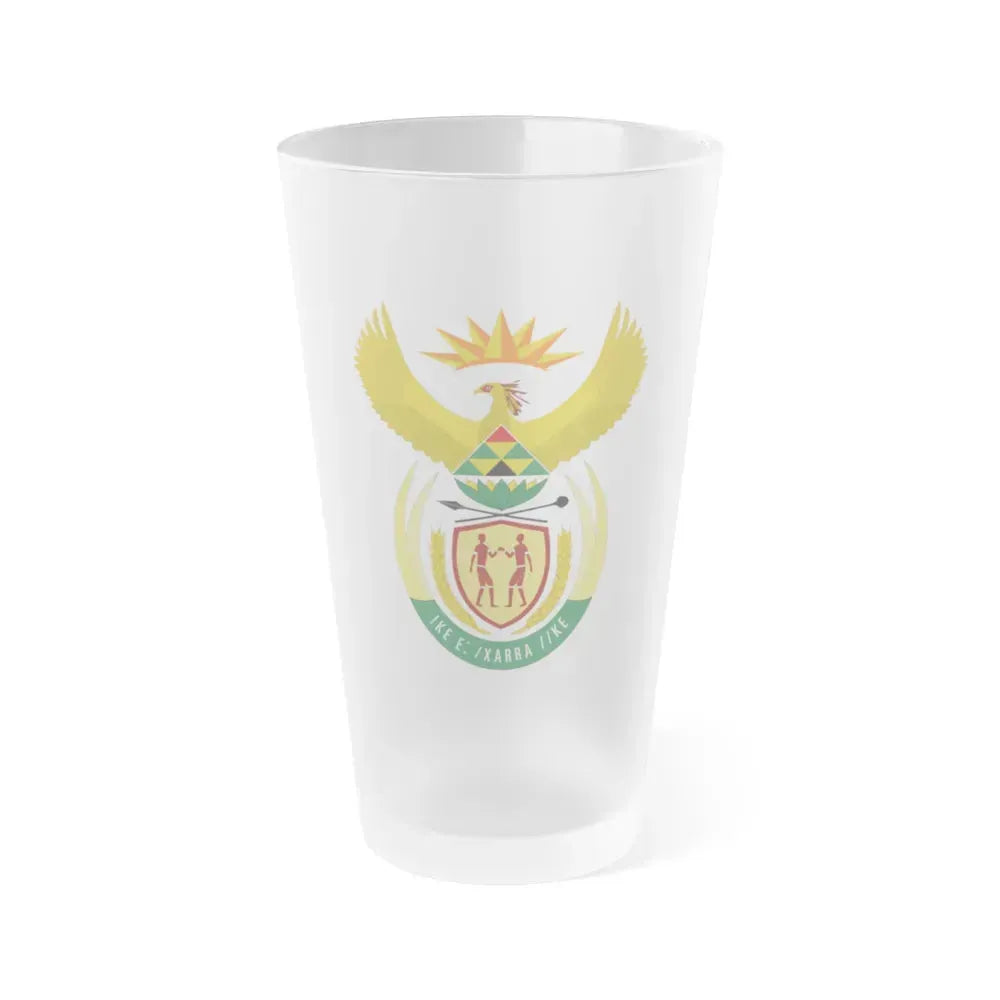 Coat of arms of South Africa - Frosted Pint Glass 16oz 16oz Frosted - Go Mug Yourself
