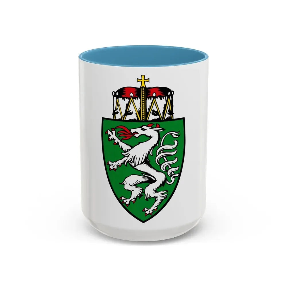 Coat of Arms of Steiermark Austria - Accent Coffee Mug 15oz Light Blue - Go Mug Yourself