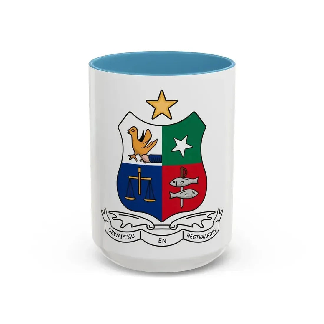 Coat of arms of Stellaland - Accent Coffee Mug 15oz Light Blue - Go Mug Yourself