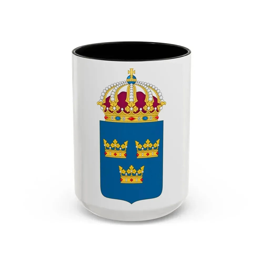 Coat of arms of Sweden - Accent Coffee Mug 15oz Black - Go Mug Yourself