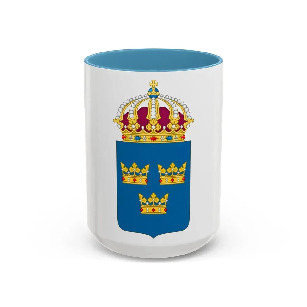 Coat of arms of Sweden - Accent Coffee Mug 15oz Light Blue - Go Mug Yourself