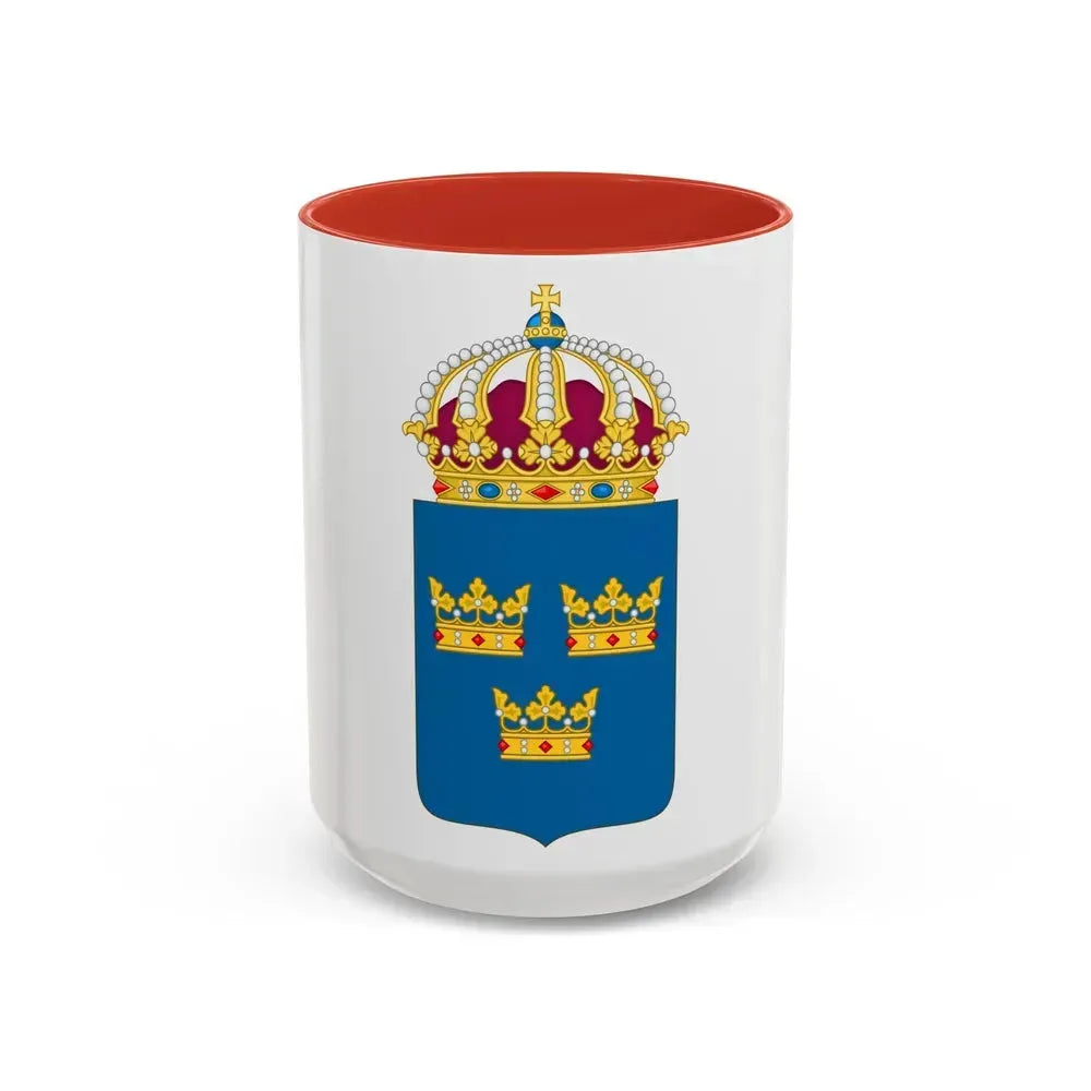 Coat of arms of Sweden - Accent Coffee Mug 15oz Red - Go Mug Yourself