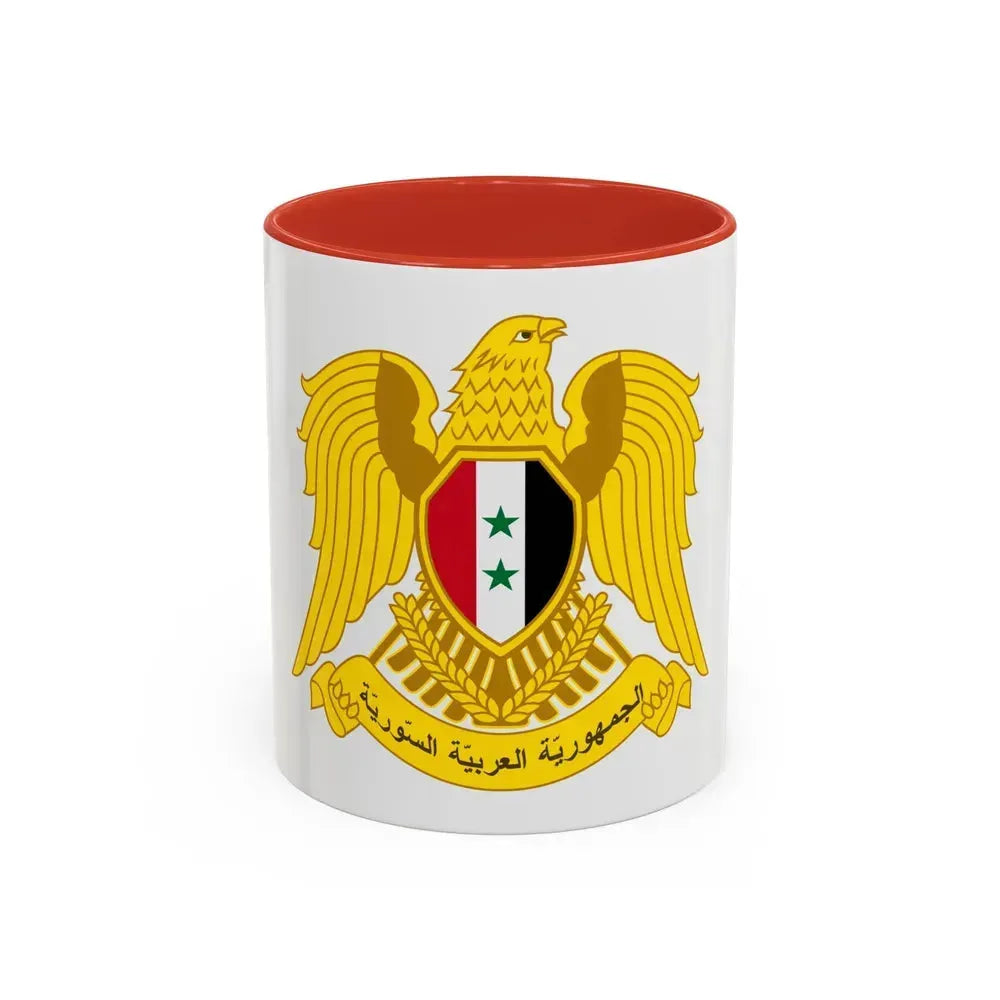 Coat of arms of Syria - Accent Coffee Mug 11oz Red - Go Mug Yourself