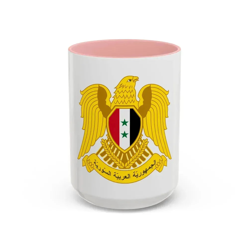 Coat of arms of Syria - Accent Coffee Mug 15oz Pink - Go Mug Yourself