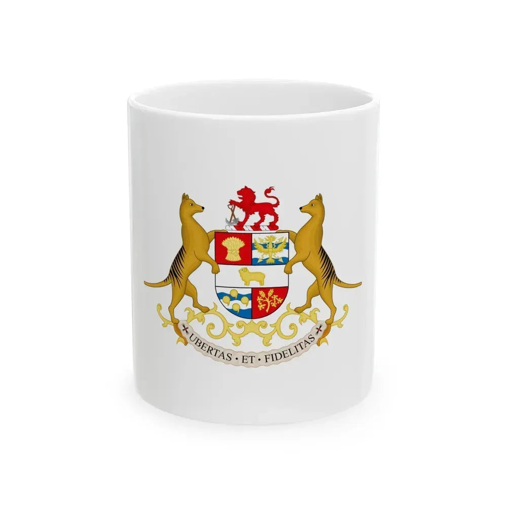 Coat of arms of Tasmania - White Coffee Mug 11oz - Go Mug Yourself