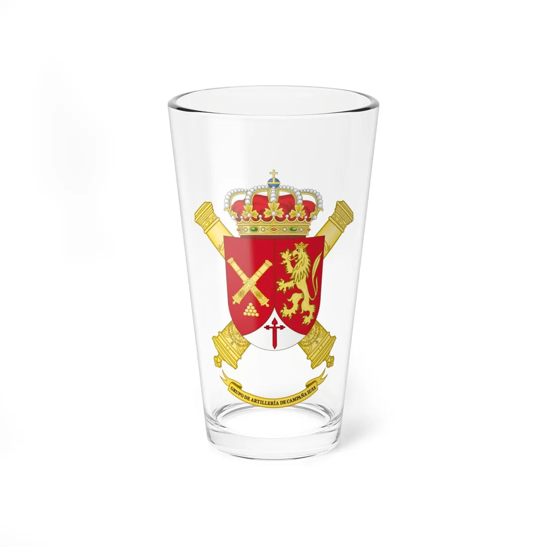 Coat of Arms of the 2nd-11 Field Artillery Battalion (Spain) (Coat of Arms) Pint Glass 16oz - Go Mug Yourself