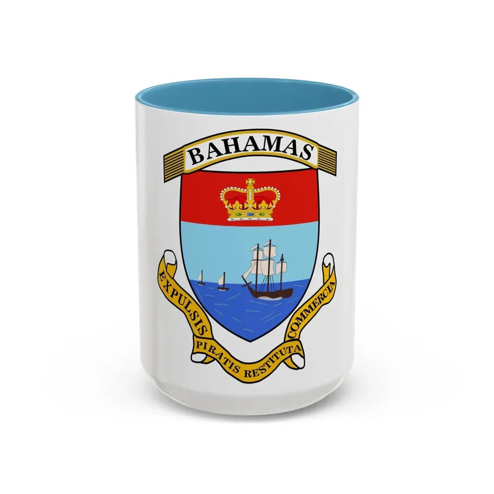 Coat of Arms of The Bahamas 2 - Accent Coffee Mug 15oz Light Blue - Go Mug Yourself