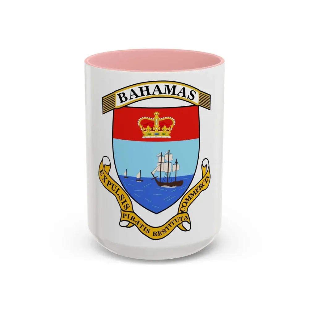Coat of Arms of The Bahamas 2 - Accent Coffee Mug 15oz Pink - Go Mug Yourself