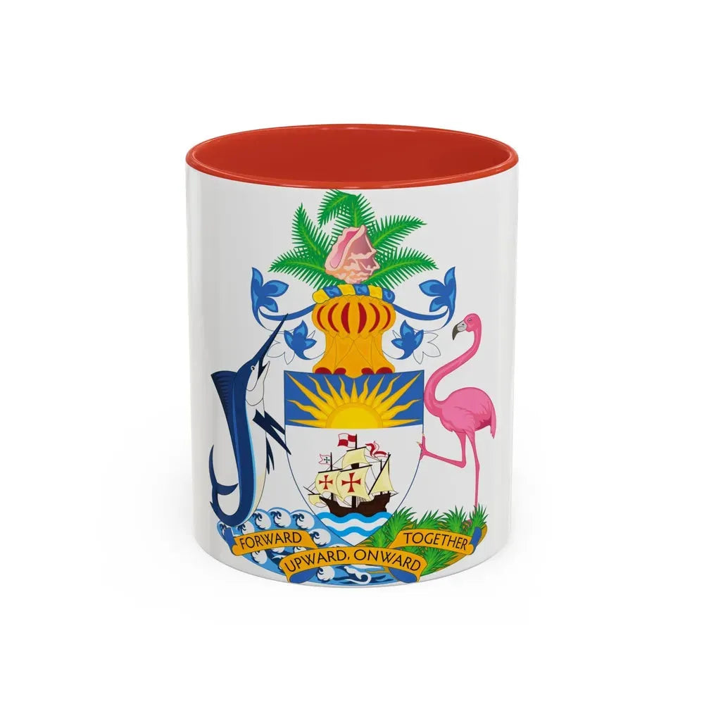 Coat of Arms of The Bahamas - Accent Coffee Mug 11oz Red - Go Mug Yourself