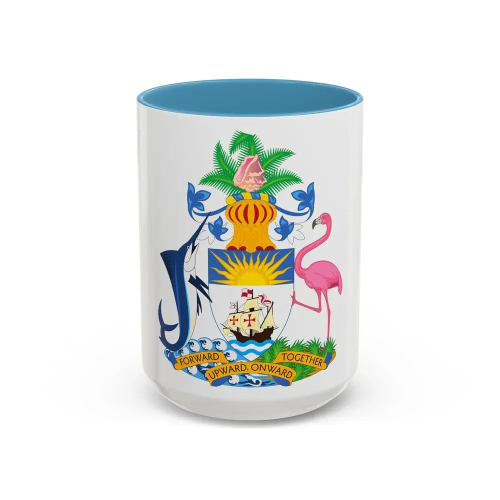 Coat of Arms of The Bahamas - Accent Coffee Mug 15oz Light Blue - Go Mug Yourself