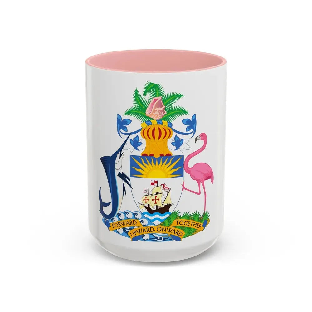 Coat of Arms of The Bahamas - Accent Coffee Mug 15oz Pink - Go Mug Yourself