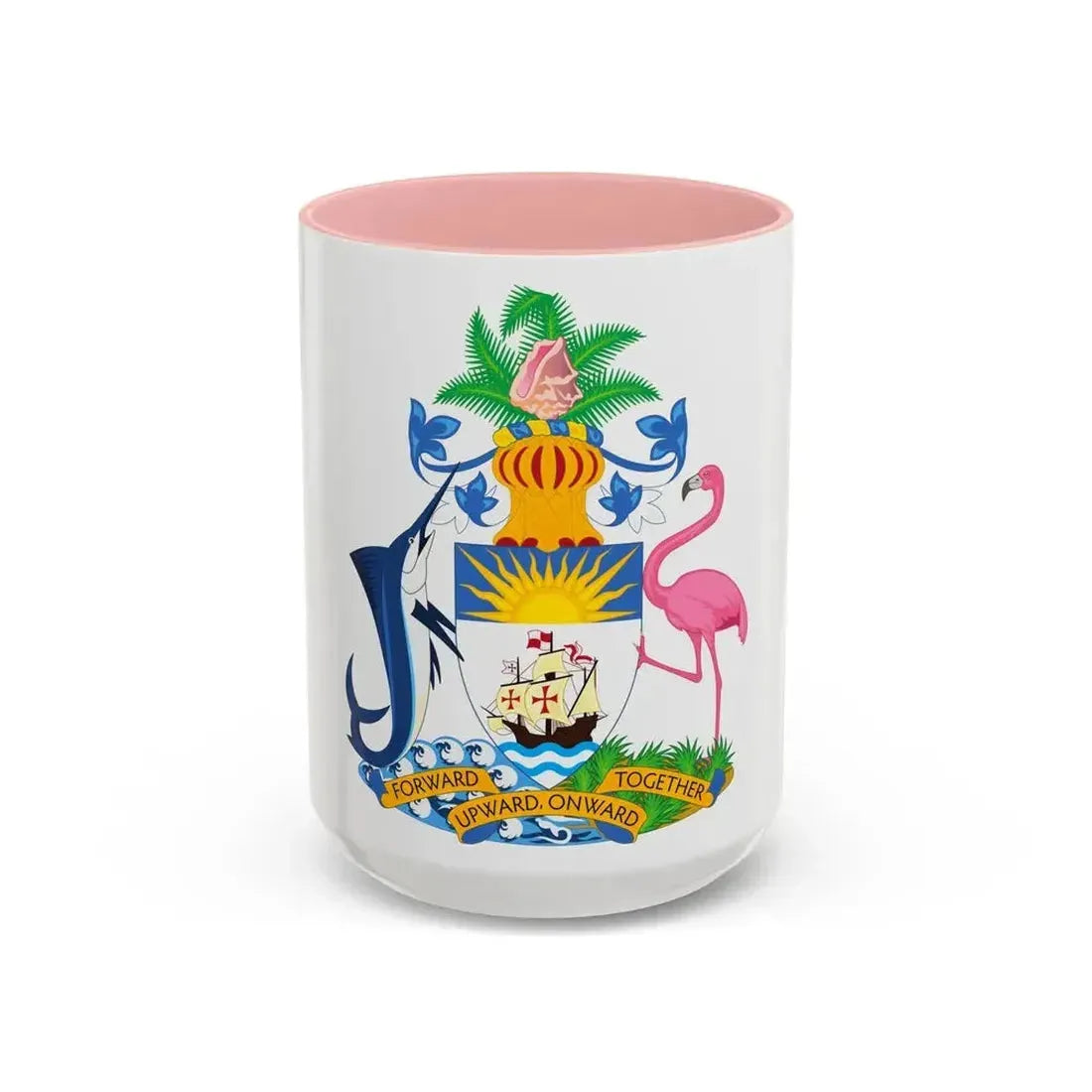 Coat of Arms of The Bahamas - Accent Coffee Mug 15oz Pink - Go Mug Yourself