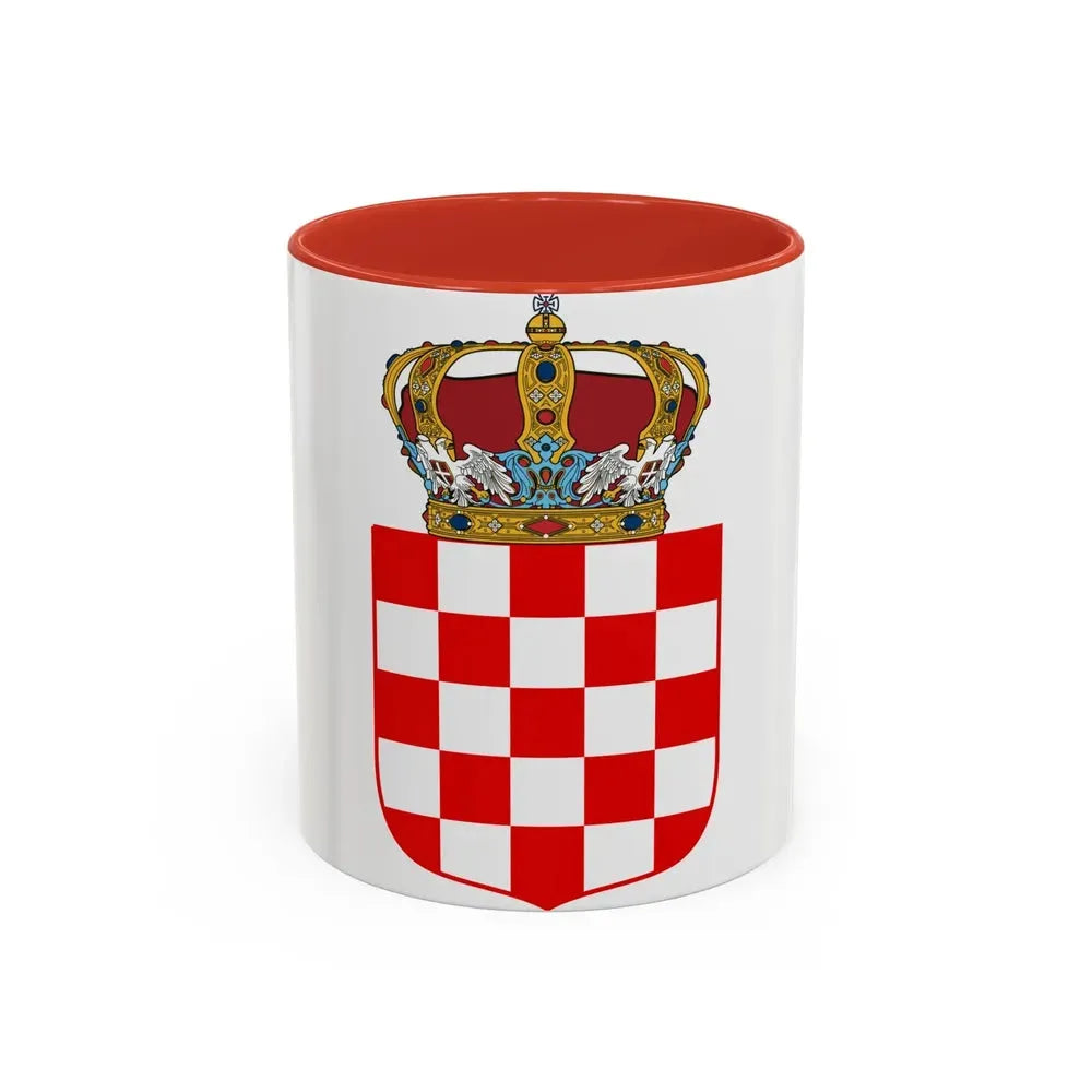 Coat of Arms of the Banate of Croatia - Accent Coffee Mug 11oz Red - Go Mug Yourself