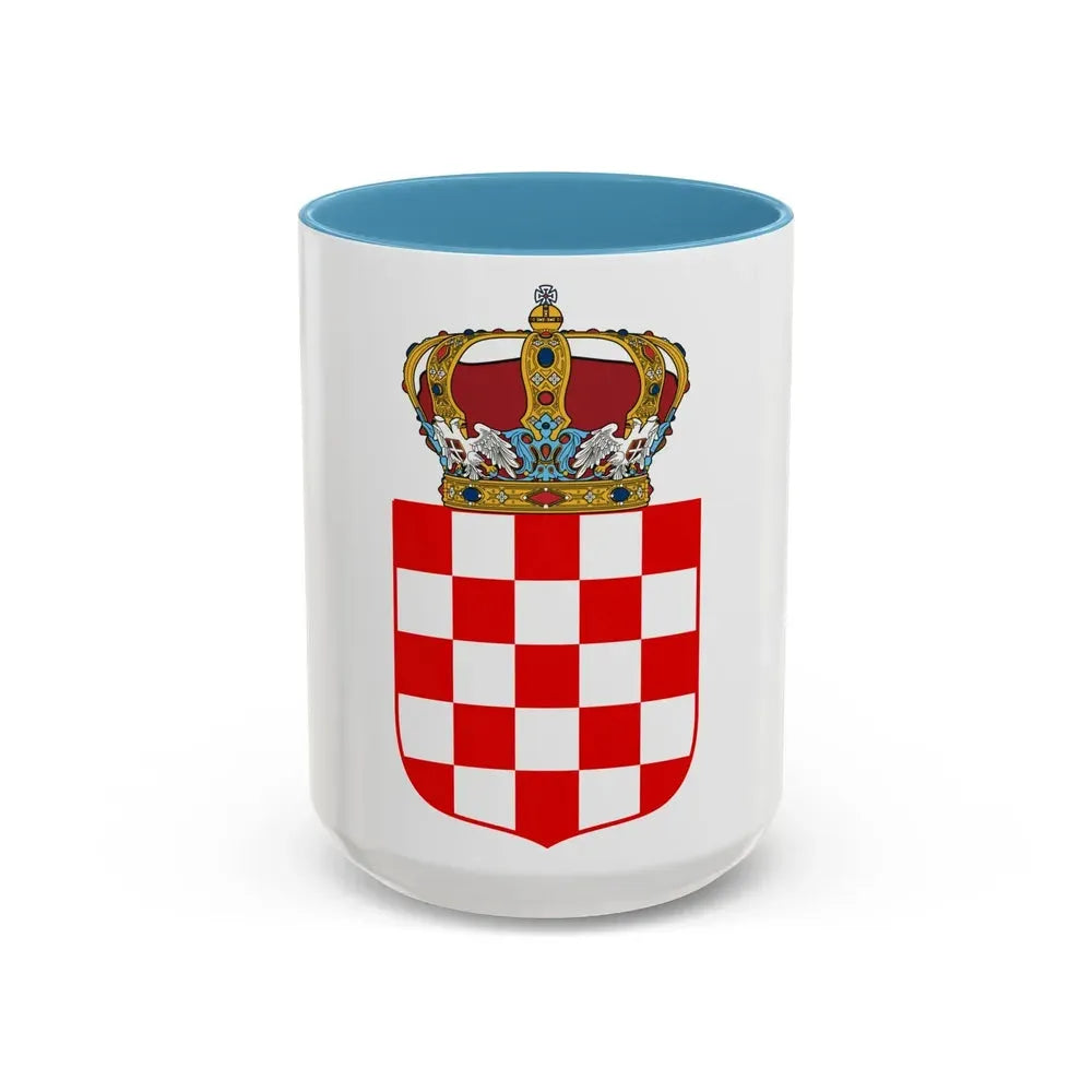 Coat of Arms of the Banate of Croatia - Accent Coffee Mug 15oz Light Blue - Go Mug Yourself