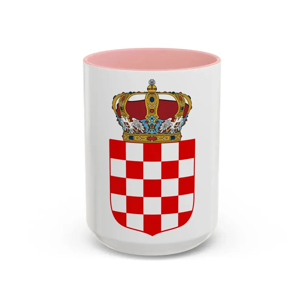 Coat of Arms of the Banate of Croatia - Accent Coffee Mug 15oz Pink - Go Mug Yourself