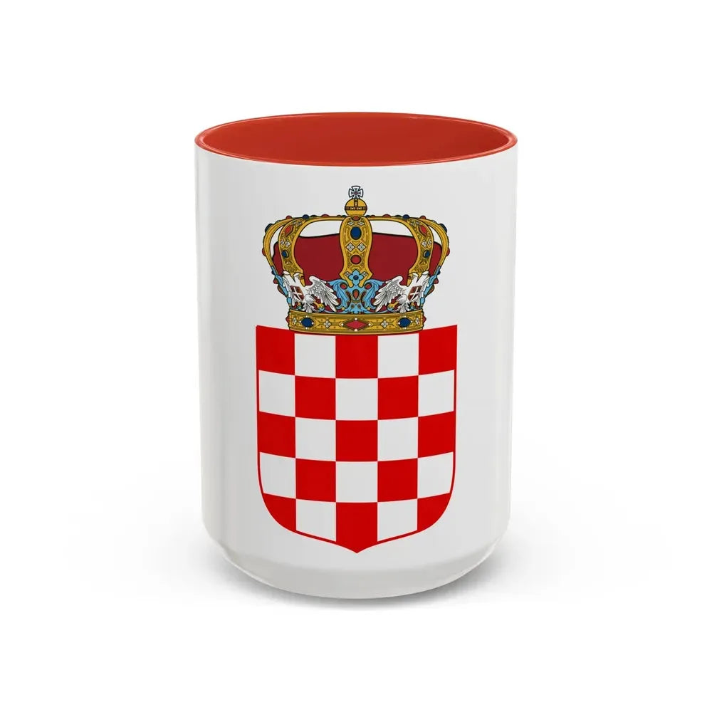 Coat of Arms of the Banate of Croatia - Accent Coffee Mug 15oz Red - Go Mug Yourself